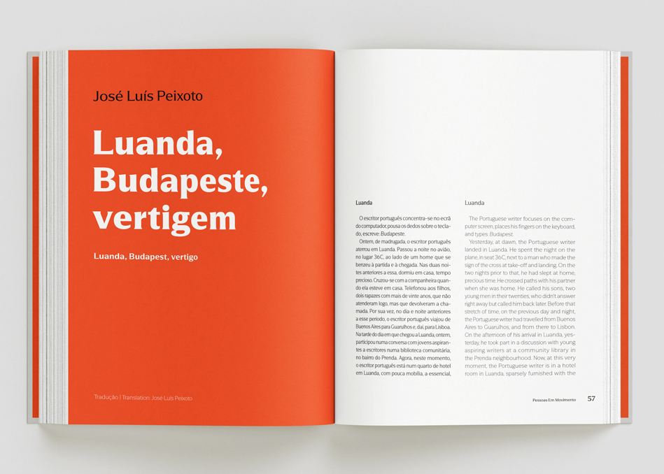 Open pages of the exhibition catalogue showing a clean layout with text by José Luís Peixoto.